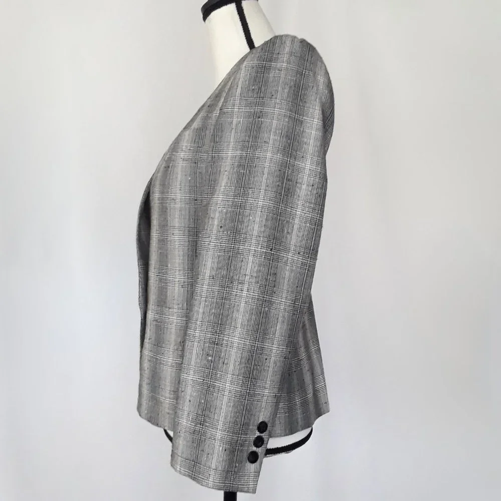 Vintage 1990s Petite Sophisticate Black & Pink Glen Check Blazer - Picture 6 of 16
